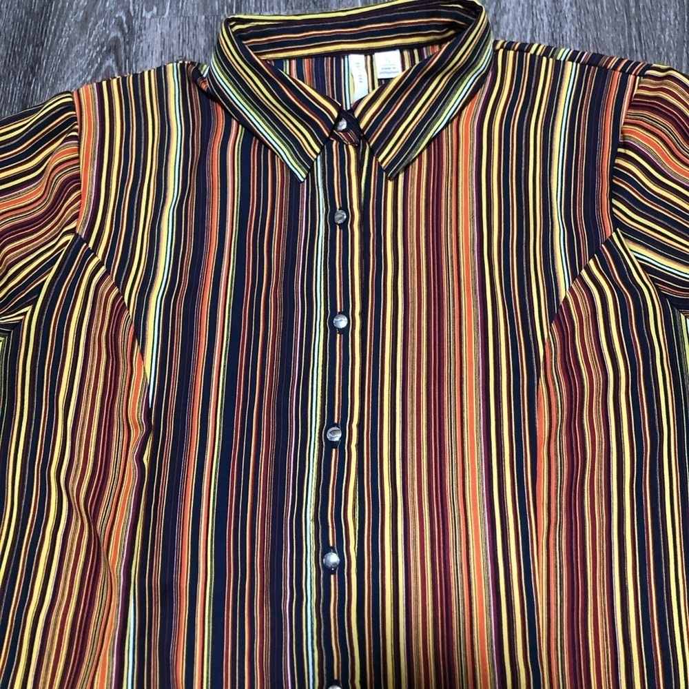 EST. 1946 Retro Striped Bell Sleeve Button Down Blouse Top Small S - Picture 8 of 10